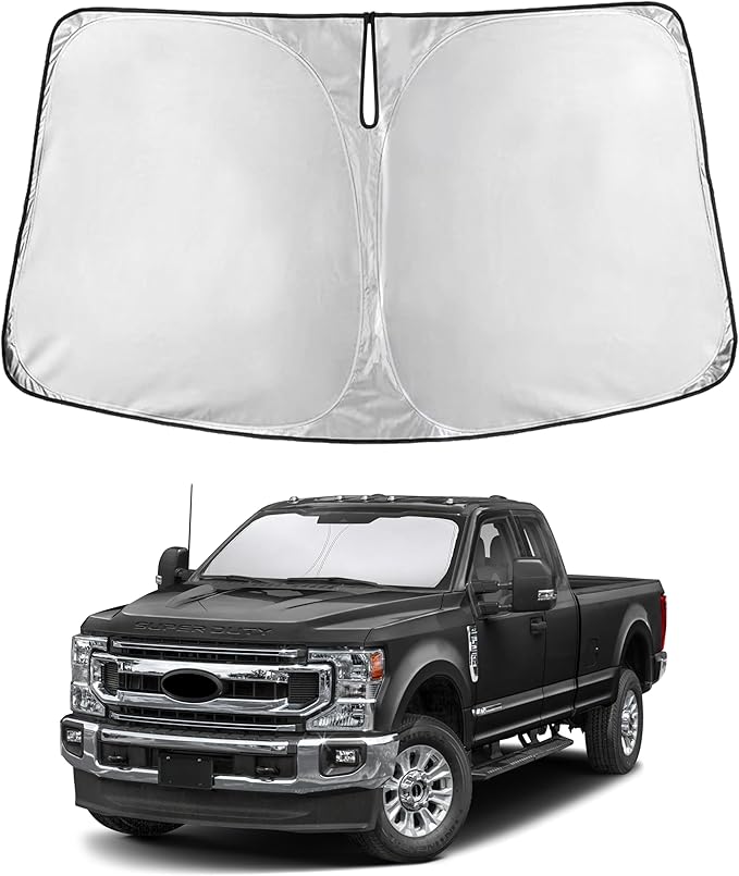 EcoNour Windshield Sunshade Compatible for Ford Super Duty 2017-2025 2026 | F250 F350 F450 F550 Sun Visor for Front Windshield & Window Sun Shade Cover, UV Heat Protector, Car Accessories by EcoNour