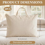 2 Pack Travel Pillow and Blanket Bags, 100% Cotton Canvas Pillow Storage Bag with Handles for Airplane Home, Heavy Duty Breathable Organizer for Bedding Linens, Pillow Bag for Traveling(2,20"x26") - Image 2