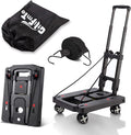 GtIiFmTe Foldable Hand Truck, Lightweight Luggage Cart for Airport Car Seat | Compact Folding dolly with Rotating swivel wheel,storage size12×15.7×4.1",300lbs Load,Upright Lock Handle with 3bungee cords by GtIiFmTe