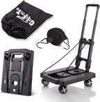 GtIiFmTe Foldable Hand Truck, Lightweight Luggage Cart for Airport Car Seat | Compact Folding dolly with Rotating swivel wheel,storage size12×15.7×4.1",300lbs Load,Upright Lock Handle with 3bungee cords by GtIiFmTe