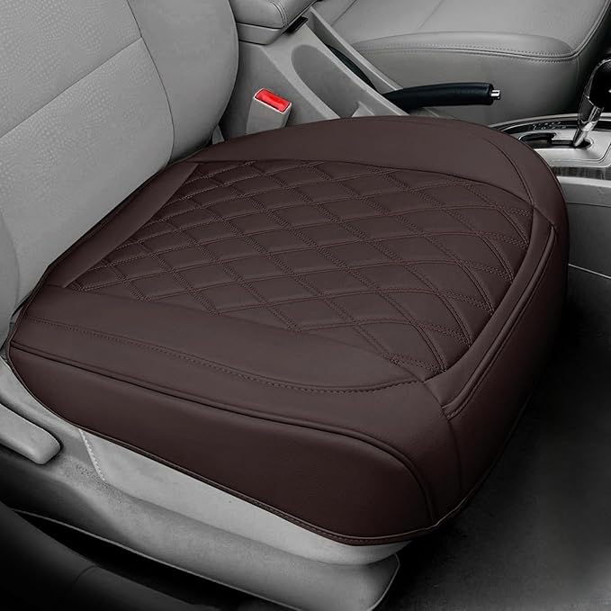 BEITK 1 Pack Leather Front Car Seat Bottom Cover Coffee | PU leather,Waterproof, Full Wrap, Non-slip, Universal Fit for Sedan Truck SUV, Easy to Install by BEITK