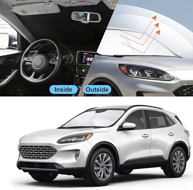 Front Windshield Sun Shade Foldable Car Front Window Sun Shade Windshield Shade Custom Fit for 2020-2026 Ford Escape Block UV Rays Car Accessories Heat Keep Cooler - Image 5