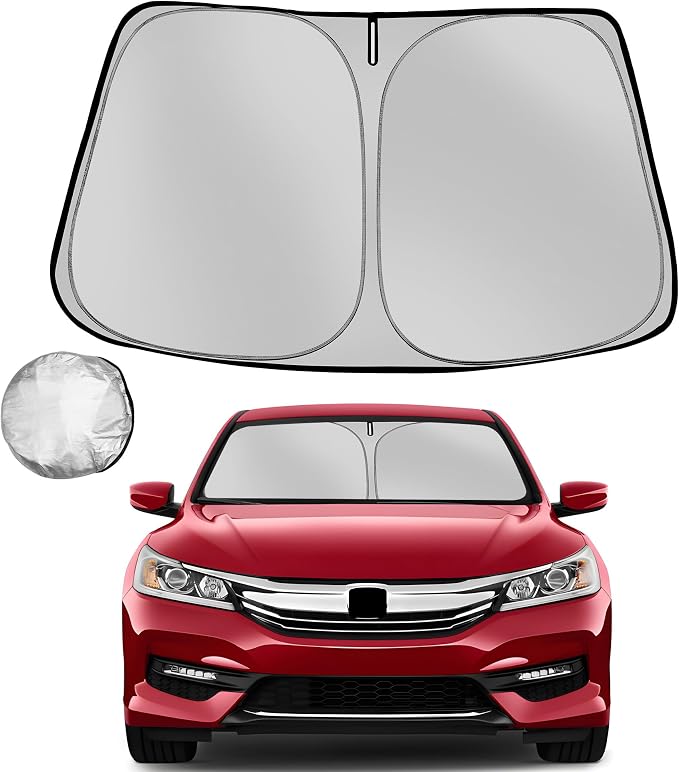 Windshield Sun Shade for 2013-2017 Honda Accord | Foldable Sun Sunshade for Car Front Window Blocks UV Rays and Heat Automotive Interior Protector Custom Fit Accessories by Fonowka