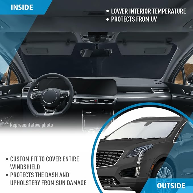 CLIM ART Windshield Sun Shade for Cadillac XT5 2017-2026, Custom-Fit Foldable Car Sunshade, Vehicle Sun Protector, Front Auto Windshield Cover, Car Accessories - WS5033 - Image 5