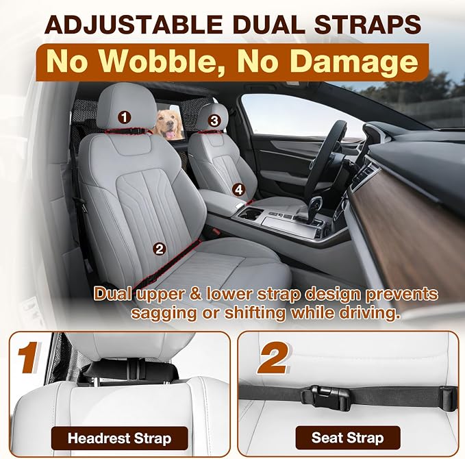 Loyala Dog Car Barriers for SUVs Trucks Cars Adjustable Dog Car Divider Pet Car Barrier for Back Seat Pet Barrier Universal-Fit Safety Travel Accessory 50" W x 56" W x 32" H - Image 7