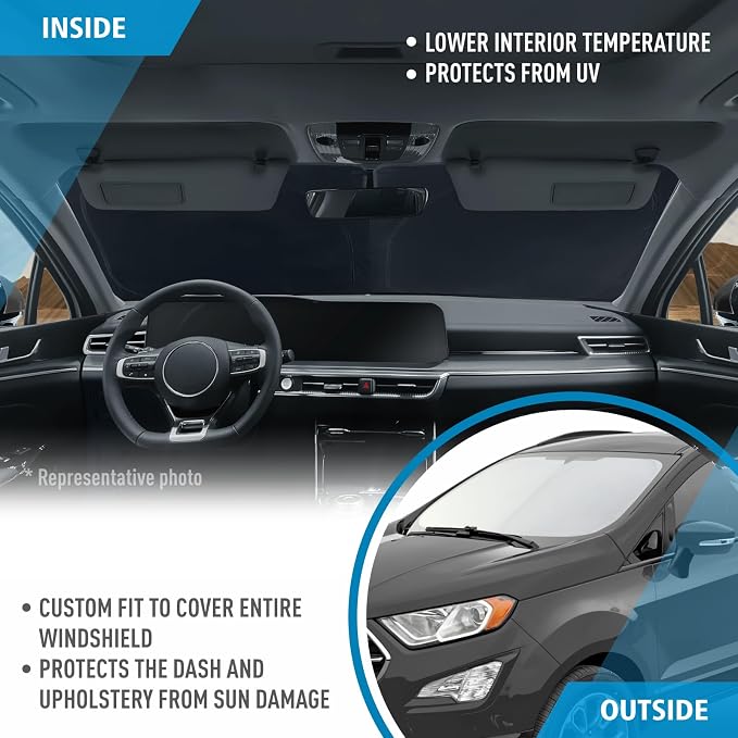 CLIM ART Windshield Sun Shade for Ford EcoSport 2018-2022, Custom-Fit Foldable Car Sunshade, Vehicle Sun Protector, Front Auto Windshield Cover, Car Accessories - WS6002 - Image 5