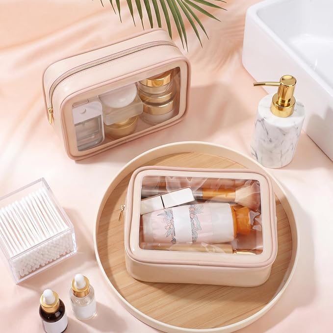 Hsei 12 Pcs Clear Makeup Bags Diaper Bag Organizer Travel Toiletry Bags with Zipper Clear Cosmetic Organizer Car Storage Pouch Bridesmaid Gift for Women Beach Vacation (Skin Tone) - Image 4