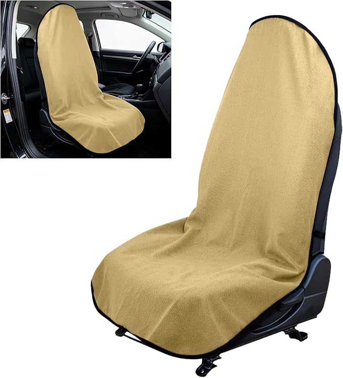 Waterproof Car Towel Seat Cover, Sweating Non Slip Car Seat Cover Protector for Gym Workout, Running, Swimming, Beach and Hiking, Machine Washable, Universal Fit for Front Seats (Yellow) by Wogomz