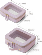 Clear Toiletry Bag 2 Pack, Travel Makeup Bag Medium & Large Purple | Structured Clear Cosmetic Case with Zipper, Car Essential Organizer Bag for Women, Waterproof PU Leather, Wide Open Portable - Image 2