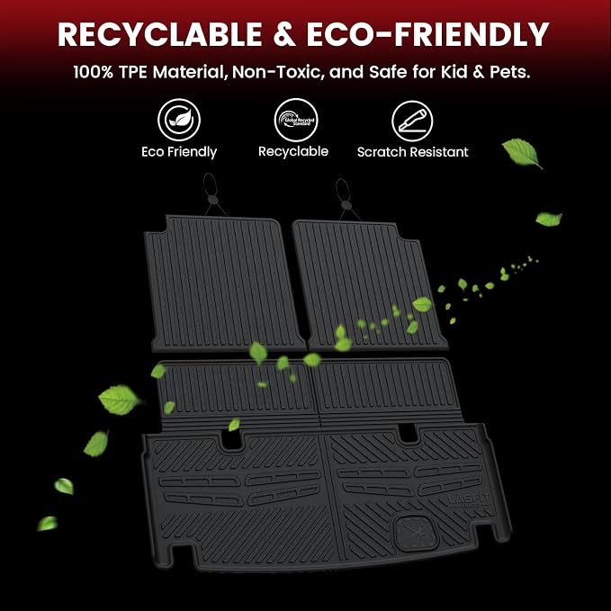 LASFIT Cargo & Backrest Mats for Mercedes Benz GLS 2017-2019 & GL 2013-2016 | Fit for GLS 350d/450/550/63 AMG & GL 350/450/550/63 AMG, All Weather TPE Non-Slip Trunk Mat with Seatback, Black - Image 6
