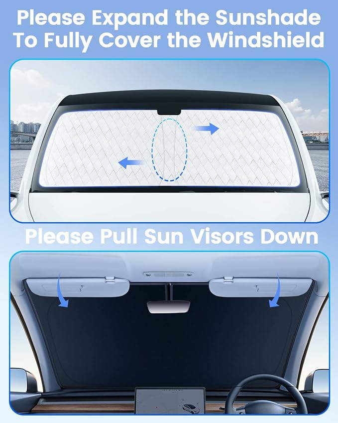 KUST Windshield Shade Custom Fit for Nissan Frontier 2022 2023 2024 2025 2026 Car Accessories Sun Shade Front Windshield Sun Visor Foldable Thicker 5-Layer Block Sun UV Rays - Image 2