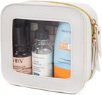 Mini Makeup Bag,Clear Makeup Bag Cute Travel Makeup Case Pouch Purse Essentials Car Accesories for Women,Travel Essentials Organizers (Off White, Mini-Chic) by LETGO