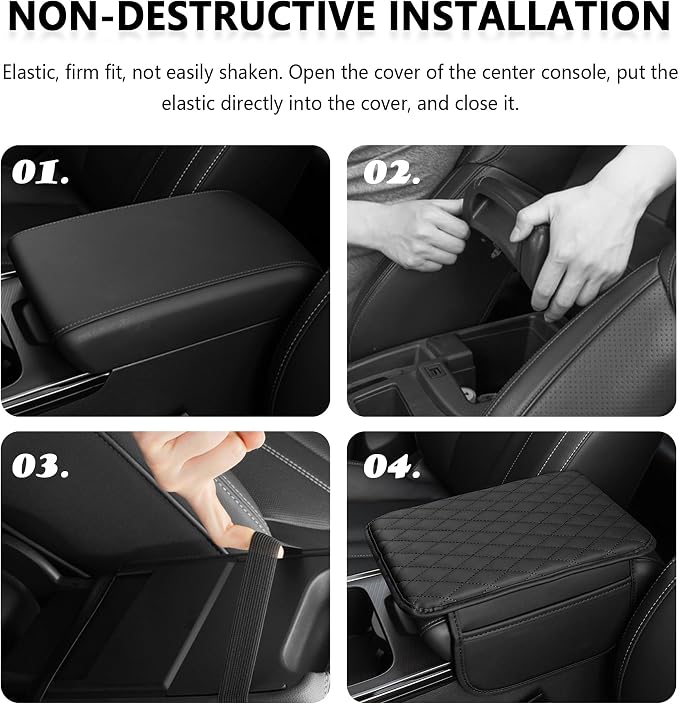 Stacool Upgraded Car Center Console Cover,Microfiber Leather Car Armrest Cover Cushion with 2 Storage Bags,Universal Car Armrest Storage Box (Red) - Image 5