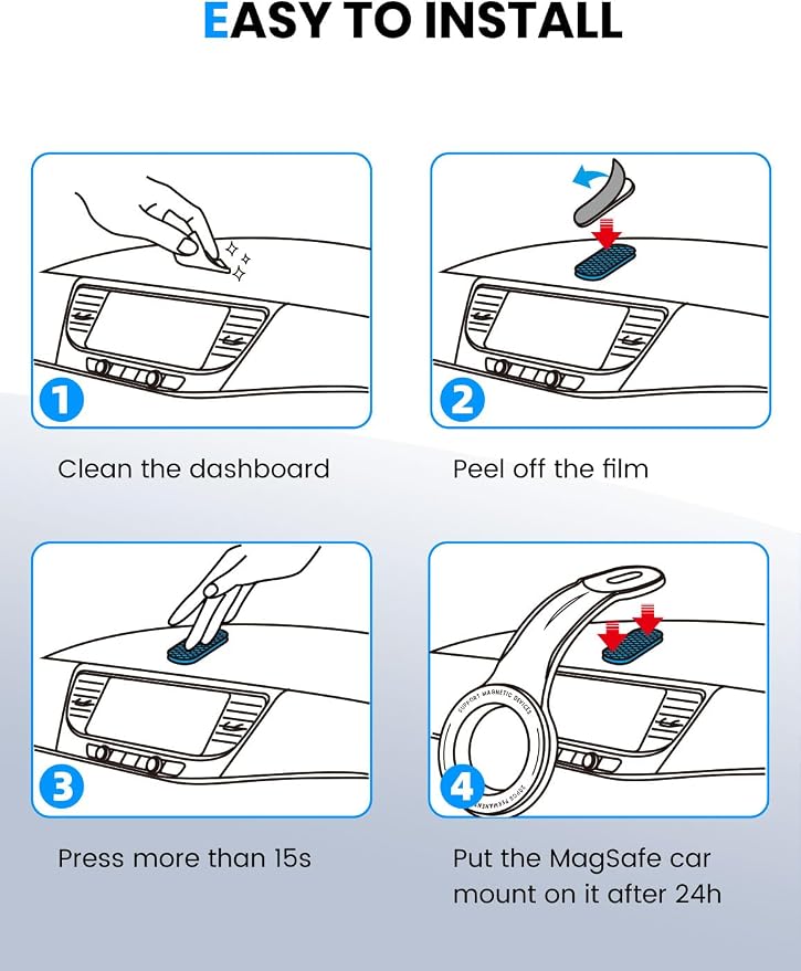 2.83" X 1.77" 2 Pack Single-Sided 3M VHB Adhesive Pad with Loop Strip | Sticker Pad Replacement, Only Compatible with eSamcore #253 Magsafe Car Mount Detachable - Image 5
