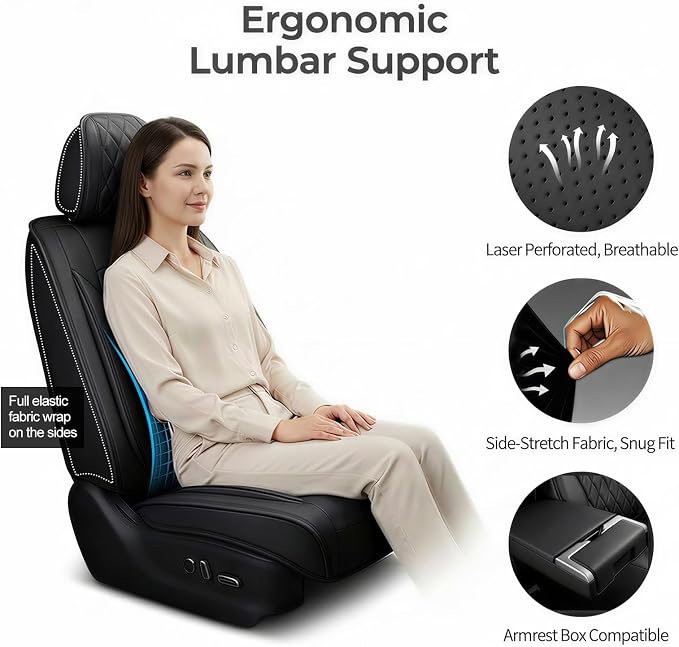 For Toyota Corolla Cross 2022-2026 Car Seat Covers, Full Set, Whiteline | Premium Leather Full Coverage Seat Protectors – All-Season, Waterproof, Breathable, Cushioned Comfort & Airbag Compatible - Image 7