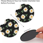 Daisy Flower Steering Wheel Cover 15 Inch + 2Pc Cute car Coasters Set | Anti-Slip Breathable Universal Car Wheel Cover Soft Comfort Grip Accessories for Women Men - Image 6