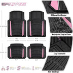 CAR PASS Heavy Duty Rubber Car Floor Mats, Deep Waterproof Car Floor Mats All Weather, Aluminum Film Floor Mats for Cars Non-Slip Universal Trim to Fit for SUVs Trucks Sedans Vans, Black Pink Metallic - Image 3