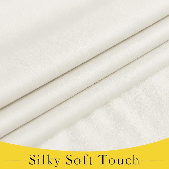NICETOWN Ivory White Room Darkening Tricia Velvet Curtain for French Door, Noise Control with Sticky Tieback Blind Thermal Insulated Rod Pocket Window Shade, Single Door Panel,26" W x 69" L - Image 5