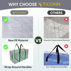 TICONN 4 Pack Extra Large Moving Bags Heavy Duty with Zippers & Carrying Handles, Durable Storage Bags Moving Boxes for Closet Organizers and Storage (4 Pack, Olive) - Image 4