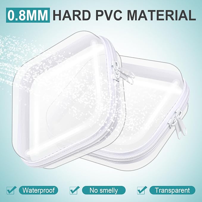 Ceenna 2 Pcs Clear Zipper Case Hard Shell Pouches,2 Small Square | Multiple Sizes Plastic Makeup Bags Pencil Case Organizer Diaper Bag Pouches Clear Travel Toiletry Bag for Women - Image 4