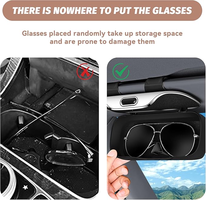 Sunglasses Holder for Car Sun Visor, Protective Automotive Eyeglasses Storage Case Hanger, Car Sunglass Holder Suitable for Truck and Sedan to Place Sunglass (Black) - Image 4