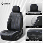 FLORICH Leather Seat Covers for Cars, Car Seat Cover Full Set Luxury Faux Leather Waterproof Seat Cover Full Coverage Seat Protector Universal Fit for Most Cars SUV Trucks, Black&Blue Line - Image 5