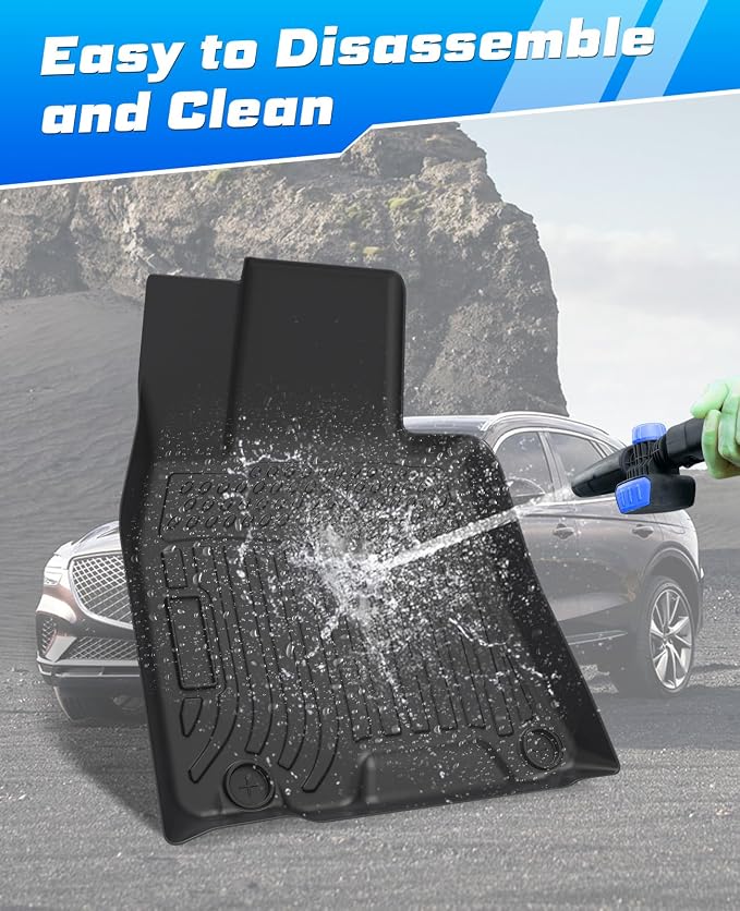 Sunsdrew Floor Mats for 2022-2025 2026 Genesis GV70 Accessories (Not for Electrified GV70), All Weather Car Mats Front Rear 2 Rows Floor Liners TPE Rubber Raised Edge - Image 6