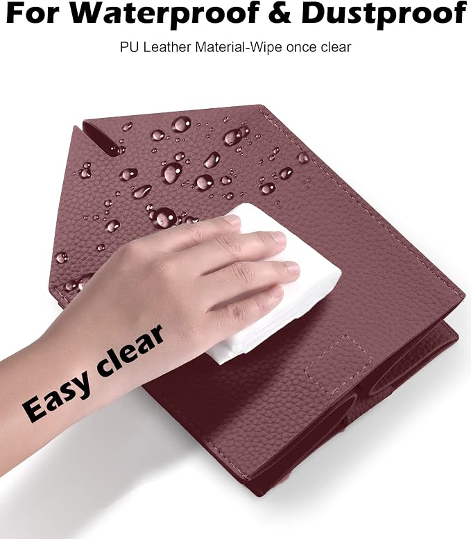 Tissue Box Cover for PU Leather, Modern Simple Solid Color Holder Square Tissue Bag, Ideal for Bathrooms,Office,Car,Nightstand,Outdoor Tent,Dining Table,5"X5"X5", Single Wine - Image 6