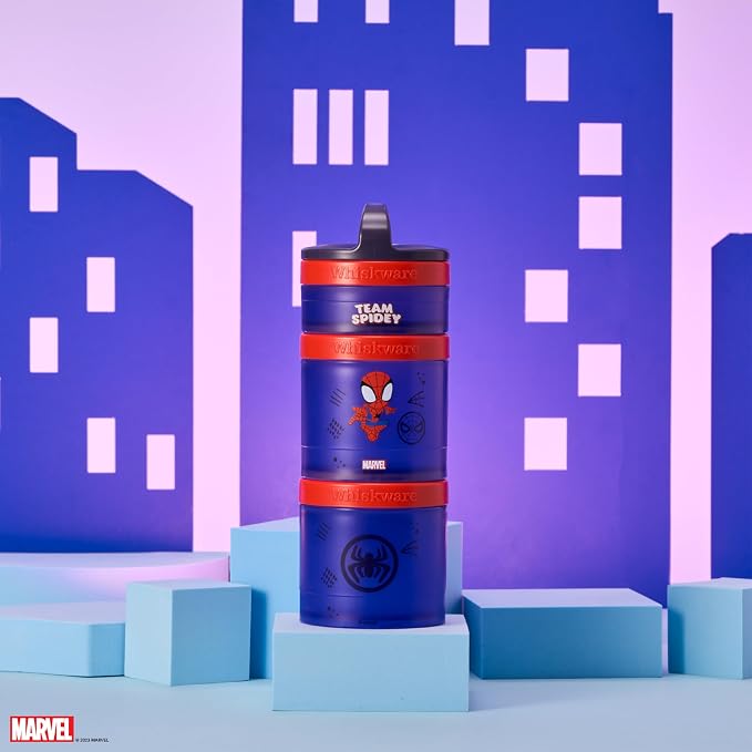 Whiskware Spider-Man Team Spidey Stackable Snack Containers for Babies, Kids, and Toddlers, 3 Stackable Snack Cups for School or Travel, Cupholder Friendly, Peter Parker - Image 6