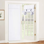 RYB HOME French Door Curtain, No Drill, W26 x L72, Pure White, 1 Panel | Self Adhesive, Privacy, Thermal Insulated, For Patio Kitchen Front Entry Front Back Door Glass Window, Renter Friendly by RYBHOME