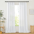 RYB HOME Linen Sheer Curtains 2 Panels for Living Room, Semi Transparent Privacy Drapes with Rod Pocket Farmhouse Style Window Treatments for Bedroom, White, 70" W x 95" L by RYBHOME