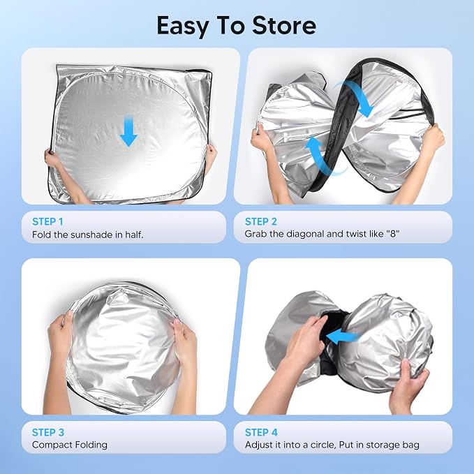 KUST Windshield Sun Shade Custom Fit for Mazda 3 Accessories 2014-2025 2026 Mazda3 Hatchback/Sedan Window Shade Cover Sun Visor Foldable Blocks UV Rays Keep Your Car Cooler - Image 7