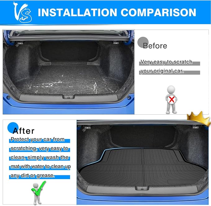 Powerty Trunk Mat for Honda Civic Sedan 2016-2021(Not for 2-Doors Models & Hatchback), All Weather TPE Cargo Mat Liner for Civic Rear Trunk - Image 3
