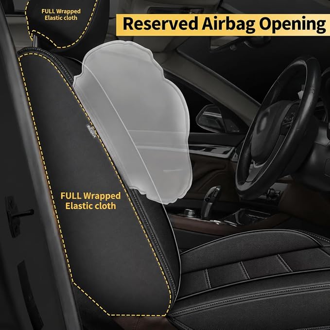 IKABEVEM Car Seat Covers for Impreza 2007-2016 Full Set(5 Seats) | Luxury Fuax Leather, Waterproof, Airbag Compatible, Easy to Install, Scratch‑Resistant Seat Protection, Black - Image 4
