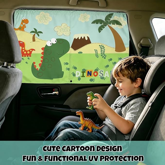 Car Window Shade for Baby, 2 Pack Magnetic Double Layer Car Sun Shade Baby with Cute Patterns, Adjustable Privacy Blackout/See-Through Window Curtains, UV Protection, Fits Most Cars SUV Minivan - Image 2