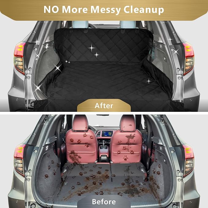 SUV Cargo Liner for Dogs - Water Resistant Trunk Cover for Full-Size SUV | Pet Cargo Cover with Bumper Flap Protector, Non-Slip Car Trunk Mat, Dog Car Seat Cover Prevents Scratches Pet Hair Mud Dirt - Image 3