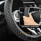 West Llama Customized Auto Car Steering Wheel Cover for Toyota Tacoma,4Runner,Tundra,Sequoia,15.5-16 inch(Diamond Quilted-Black+Gray-Large Size) - Image 4