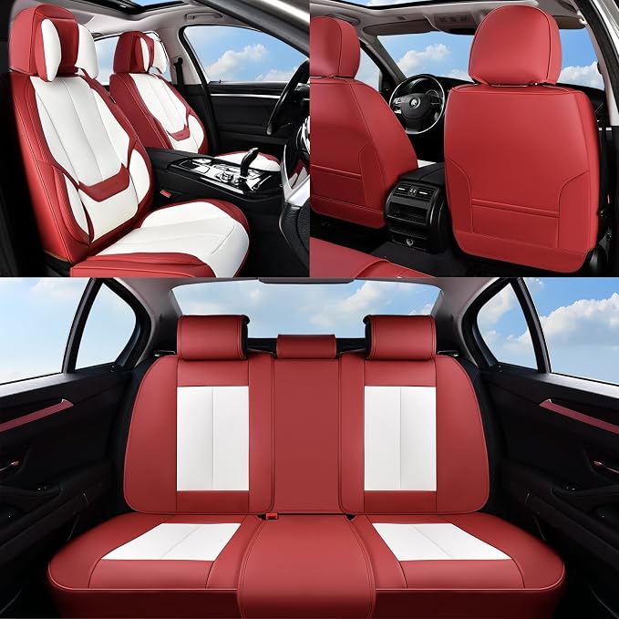 Coverado Car Seat Covers, Seat Covers for Cars, Waterproof Leather Auto Seat Protectors, Leather Car Seat Cushion, Car Interiors Accessories Universal Fit for Most Cars - Image 8