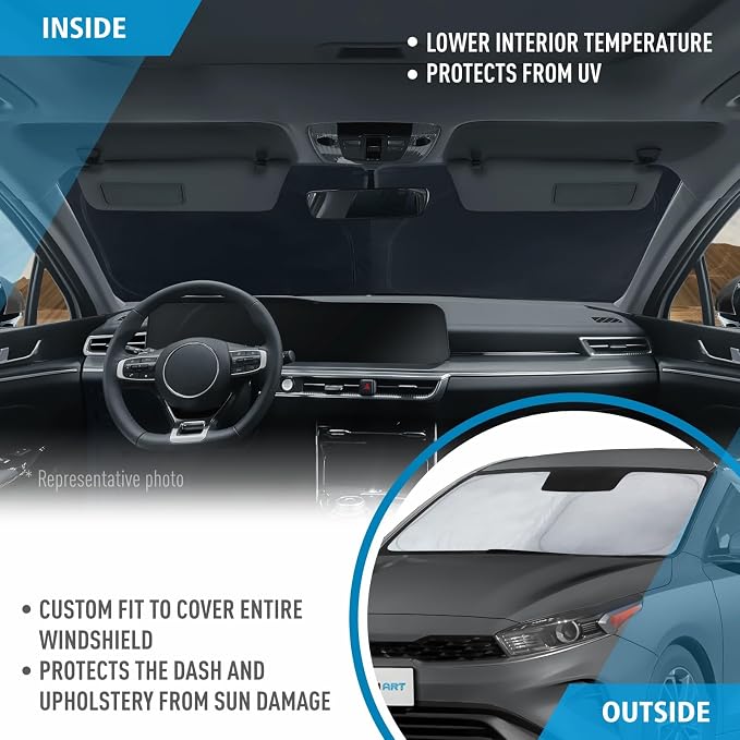 CLIM ART Windshield Sun Shade for Kia Forte 2019-2024, Custom-Fit Foldable Car Sunshade, Vehicle Sun Protector, Front Auto Windshield Cover, Car Accessories - WS3041 - Image 5
