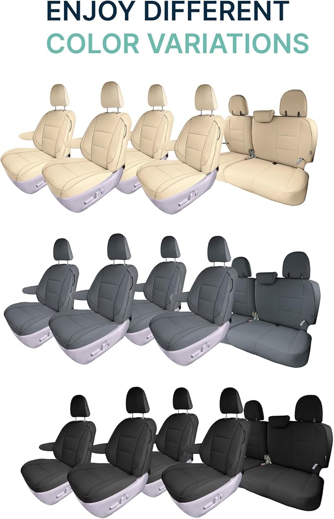 FH Group Custom Fit Car Seat Covers Specifically Made for 2011-2020 Toyota Sienna 7 Passenger, Car Seat Cover Full Set, Automotive Seat Covers in Solid Beige Faux Leather, Waterproof and Washable - Image 7