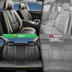 Fit Murano Car Seat Covers (5 Seats) for Select Nissan Murano 2011-2024 2025 2026 - Full Coverage Leather,Airbag Compatible, Waterproof & All Weather Seat Cushion Protector,Full Black-Beige - Image 4
