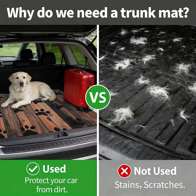 Car Trunk Mat for SUV, 31"x47" Dog Paw Prints Cargo Liner Protector | All Weather Universal Cargo Liners for Dogs, Car Accessory for SUVs/Sedan/Wagons, Durable Non-Slip Washable Rear Cargo Mat - Image 4