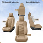 Coverado Premium Leather Truck Front Seat Covers – Custom Fit, Waterproof, Heavy Duty, Anti-Spill, Scratch Resistant Protector for Ford F150 2015-2026, F250-F450, Beige - Image 7