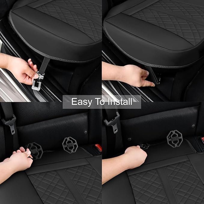 Car Seat Cover for Rear Car Seat Bottom,Luxury PU Leather Seat Cushion | Auto Interior Seat Cover Without Backrest,Full Wrapping Edge Works with Sedan SUV Pickup Minivan - Image 4