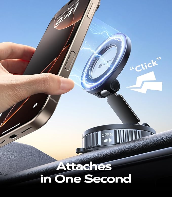 VICSEED 2026 Upgraded Car Phone Holder for Magsafe Car Mount [85 LBS Strongest Suction] Vacuum Magnetic Phone Holders for Your Car 360° Adjustable Car Phone Mount for iPhone 17 Pro Max 16 15 14 13 GPS - Image 7