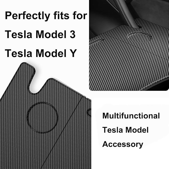 Car Laptop Desk Fit for Tesla Model Y 3 S X, Foldable Food Tray | Car Tray Table for Driver&Passenger, Eating & Working, Carbon Fiber Texture, Support Leg, Dual Hinge - Image 6