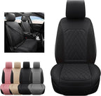 Front Car Seat Covers - Leather Seat Covers with Storage Pocket and Two Belt Pads, Anti-Slip Waterproof Universal Seat Covers for Cars Fit Cars Trucks SUV(Black,2 Pack) - Image 7