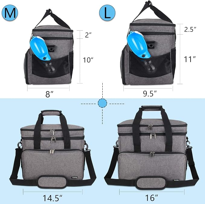 Teamoy 2 Layer Dog Travel Bag, Pet Supplies Weekend Tote Organizer, Gray | Large Dog Bag for Supplies with 2 Silicone Collapsible Bowls, 2 Food Carriers, 1 Water-Resistant Placemat - Image 5
