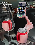 JOYTUTUS Cup Holder Phone Mount for Car, Car Cellphone Large Adapter Long Arm with 360 Degree Rotation, Compatible iPhone, Samsung & All Smartphones,Pink,1 Pack - Image 2
