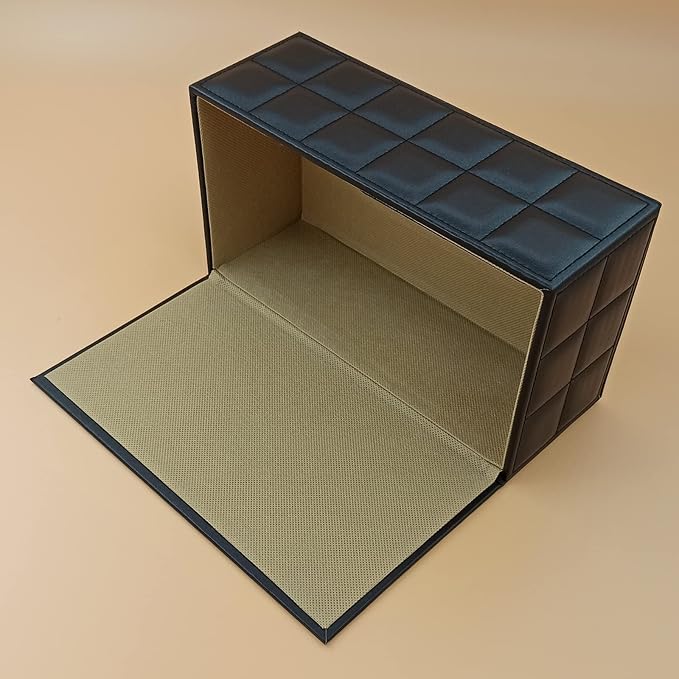 High-end Fashion PU Leather Tissue Box Holder Business Black, Rectangular Napkin Holder Drawer Paper Dispenser, Home Office Car Tissue Holder with Magnetic Bottom (Black Checkered) - Image 6